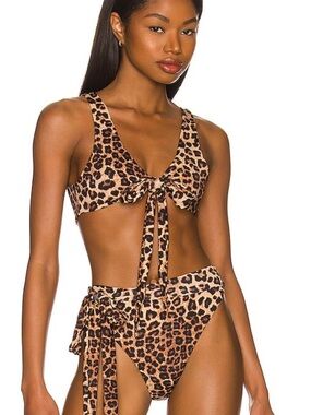 Good American Bikini top in leopard